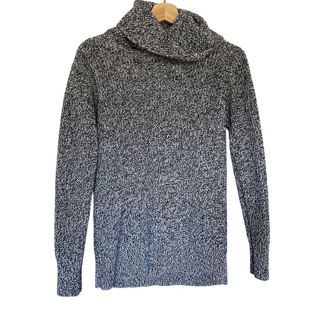 Abercrombie &‎ Fitch black white knit turtleneck sweater women's size large